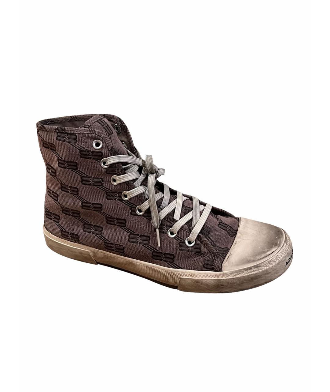 BALENCIAGA Коричневые текстильные высокие кроссовки / кеды, фото 1
