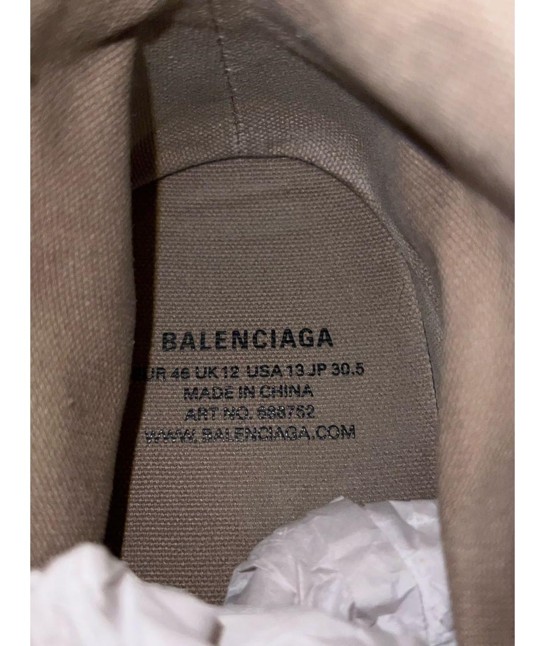 BALENCIAGA Коричневые текстильные высокие кроссовки / кеды, фото 5