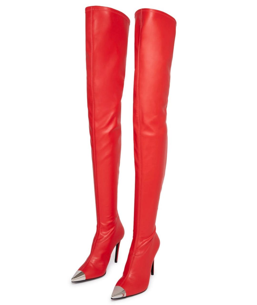 DAVID KOMA Красные кожаные ботфорты, фото 2