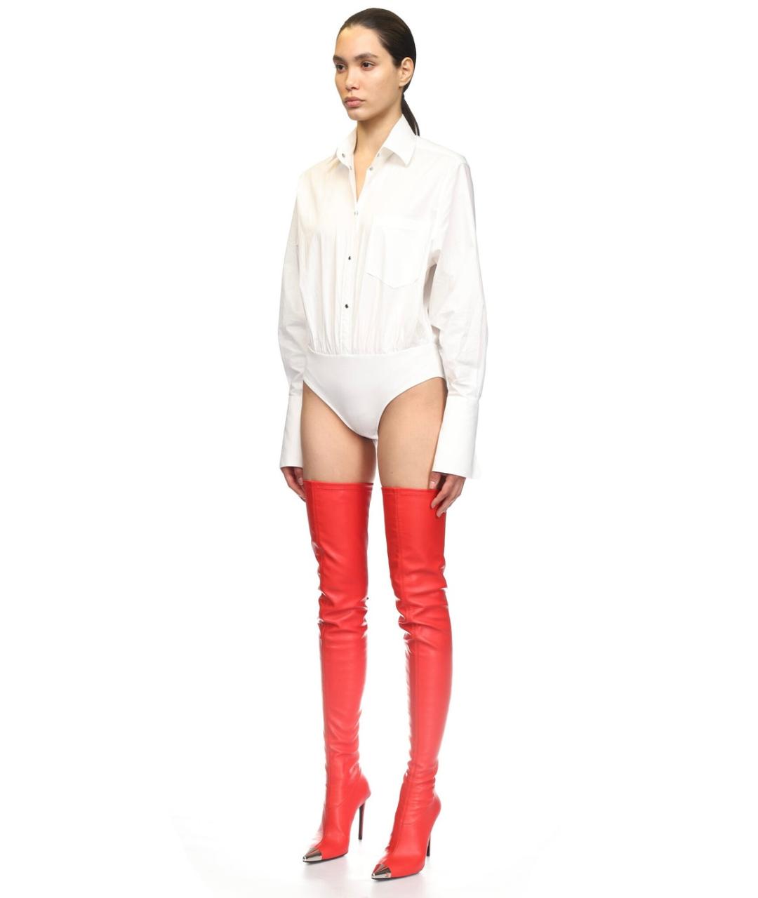 DAVID KOMA Красные кожаные ботфорты, фото 3