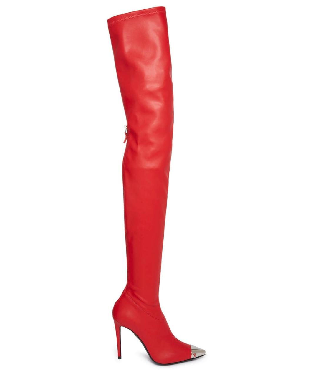 DAVID KOMA Красные кожаные ботфорты, фото 1