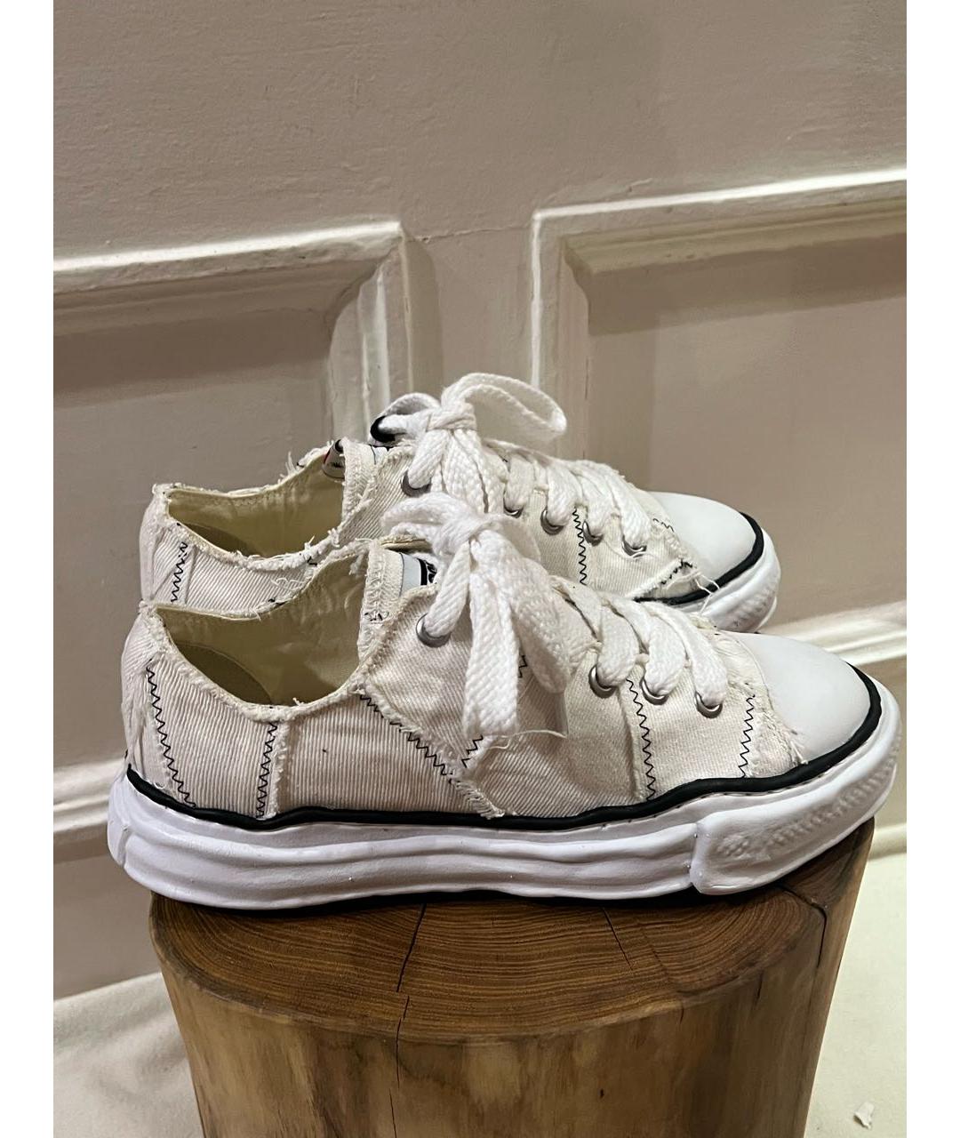 MAISON MIHARA YASUHIRO Белые текстильные низкие кроссовки / кеды, фото 3