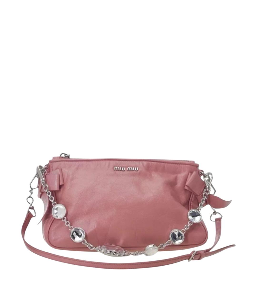 MIU MIU Розовая кожаная сумка с короткими ручками, фото 1