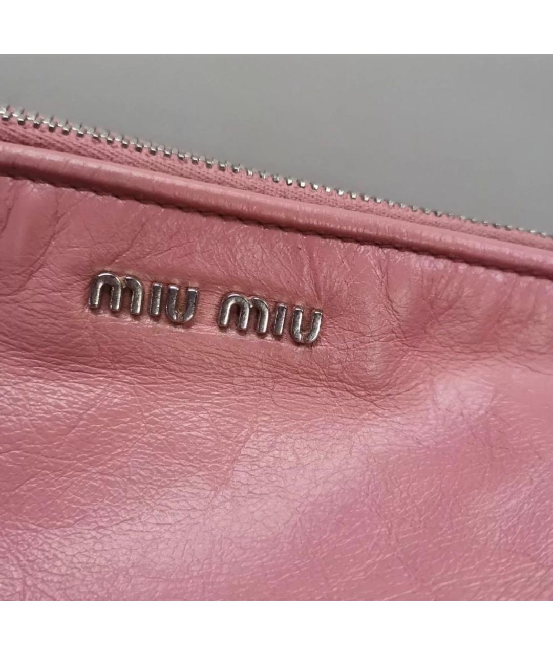 MIU MIU Розовая кожаная сумка с короткими ручками, фото 4