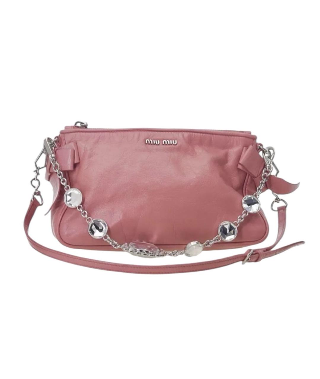 MIU MIU Розовая кожаная сумка с короткими ручками, фото 7