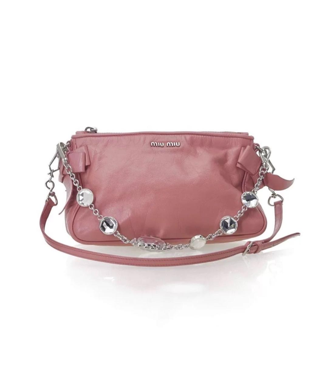 MIU MIU Розовая кожаная сумка с короткими ручками, фото 2