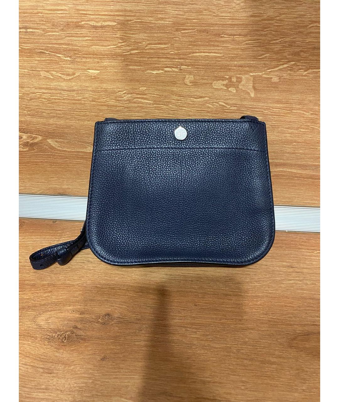 LORO PIANA Темно-синяя кожаная сумка через плечо, фото 5