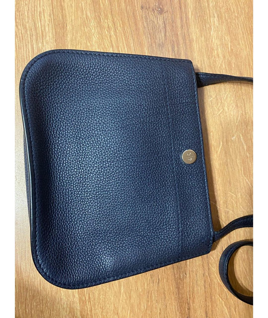 LORO PIANA Темно-синяя кожаная сумка через плечо, фото 2