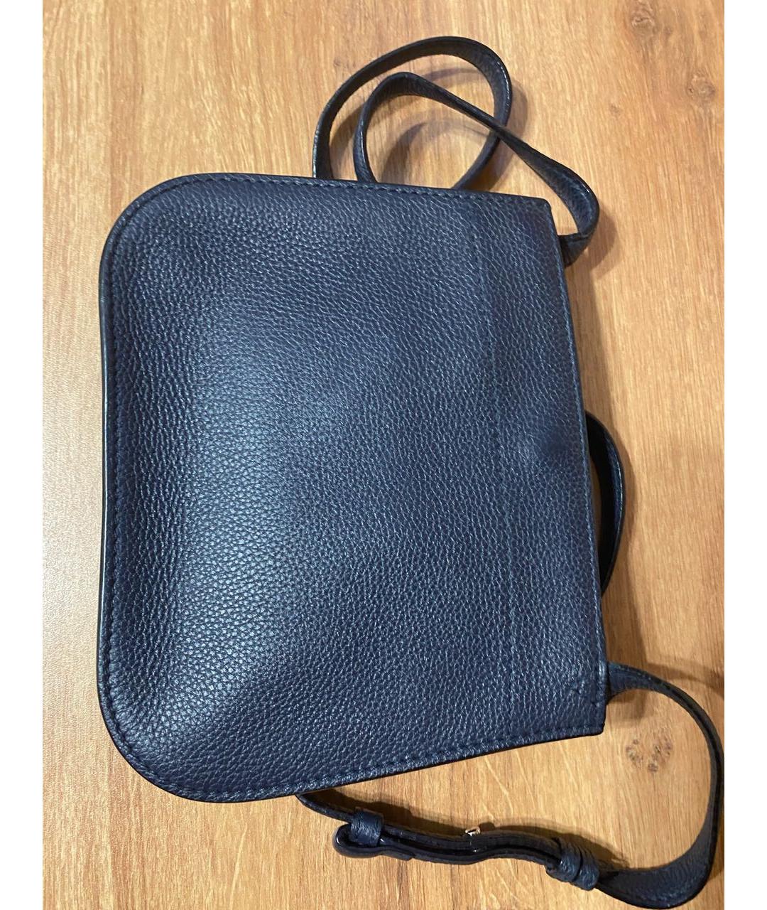 LORO PIANA Темно-синяя кожаная сумка через плечо, фото 3