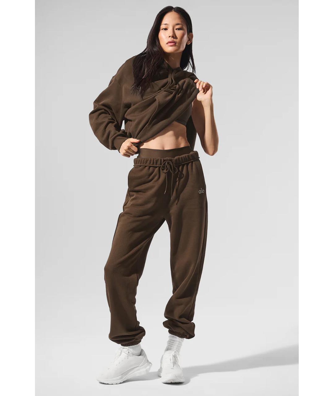 ALO YOGA Коричневые хлопковые спортивные брюки и шорты, фото 6