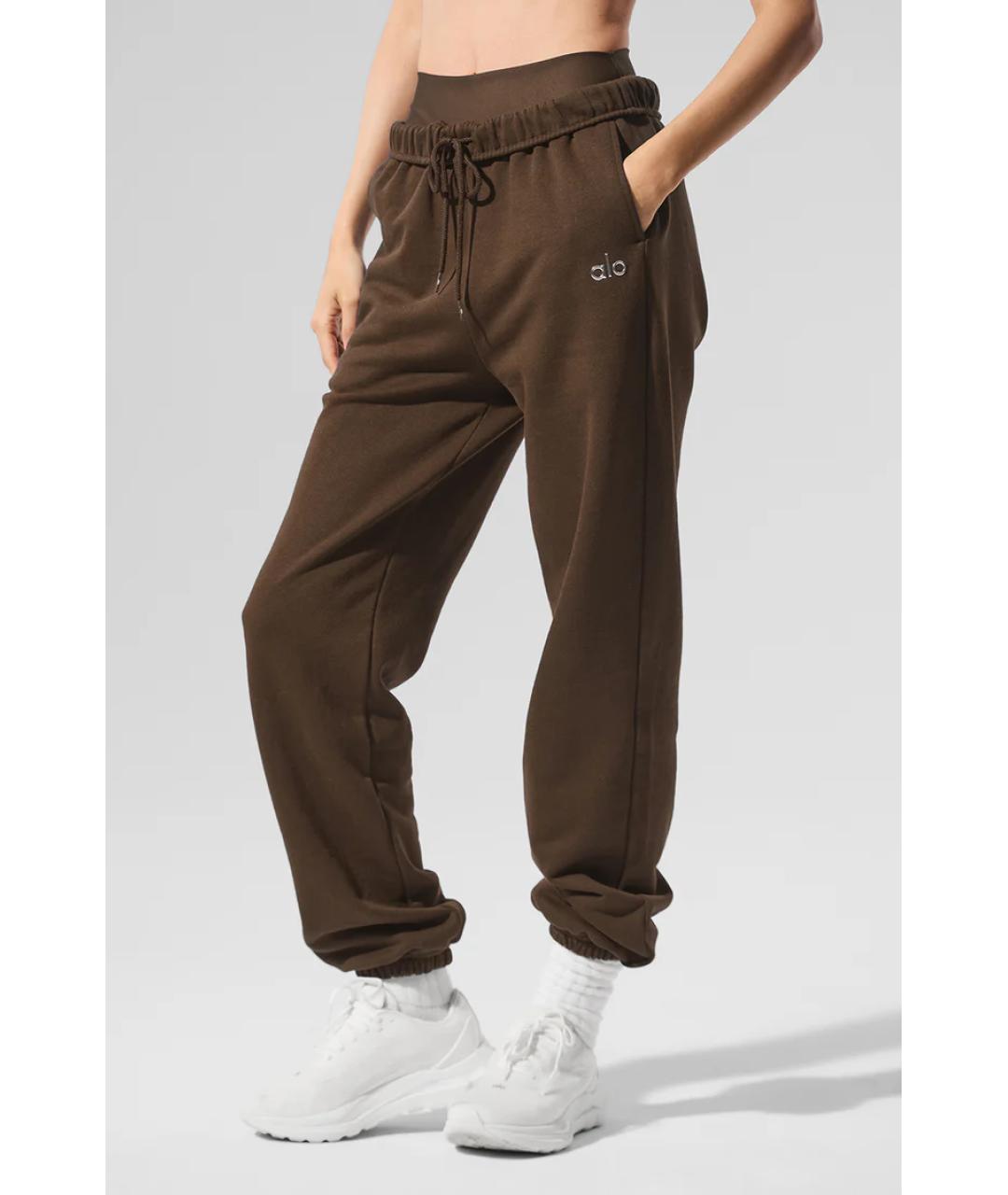 ALO YOGA Коричневые хлопковые спортивные брюки и шорты, фото 5
