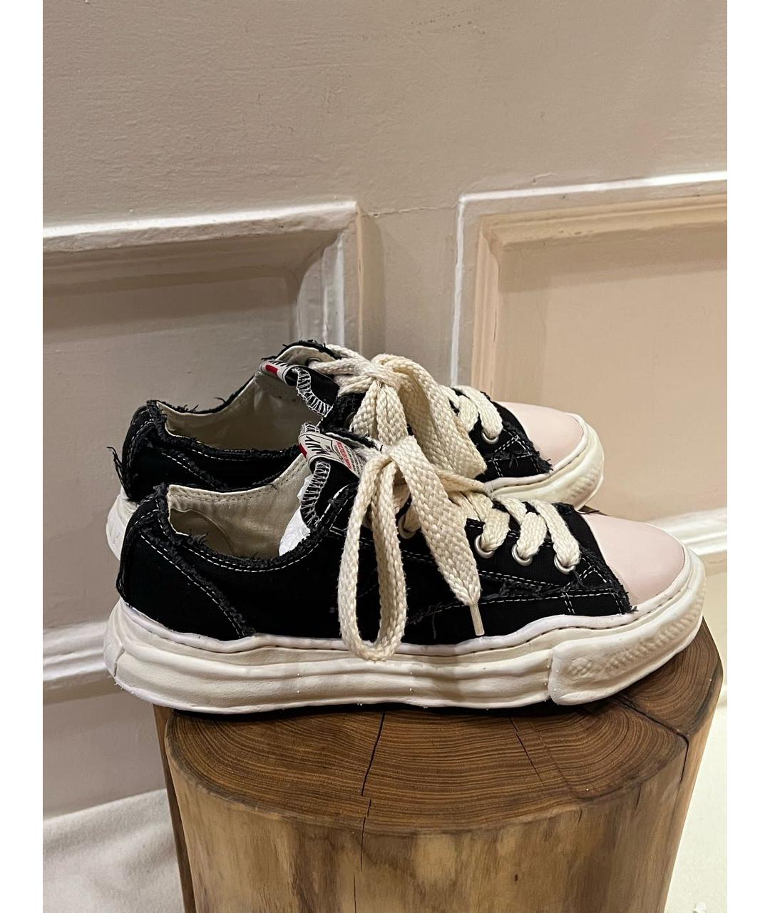 MAISON MIHARA YASUHIRO Черные текстильные низкие кроссовки / кеды, фото 3