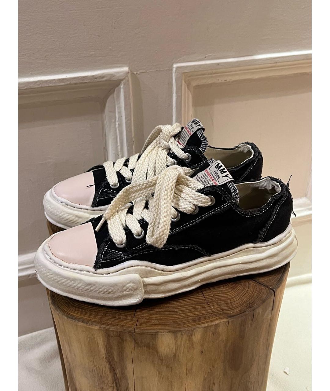 MAISON MIHARA YASUHIRO Черные текстильные низкие кроссовки / кеды, фото 6