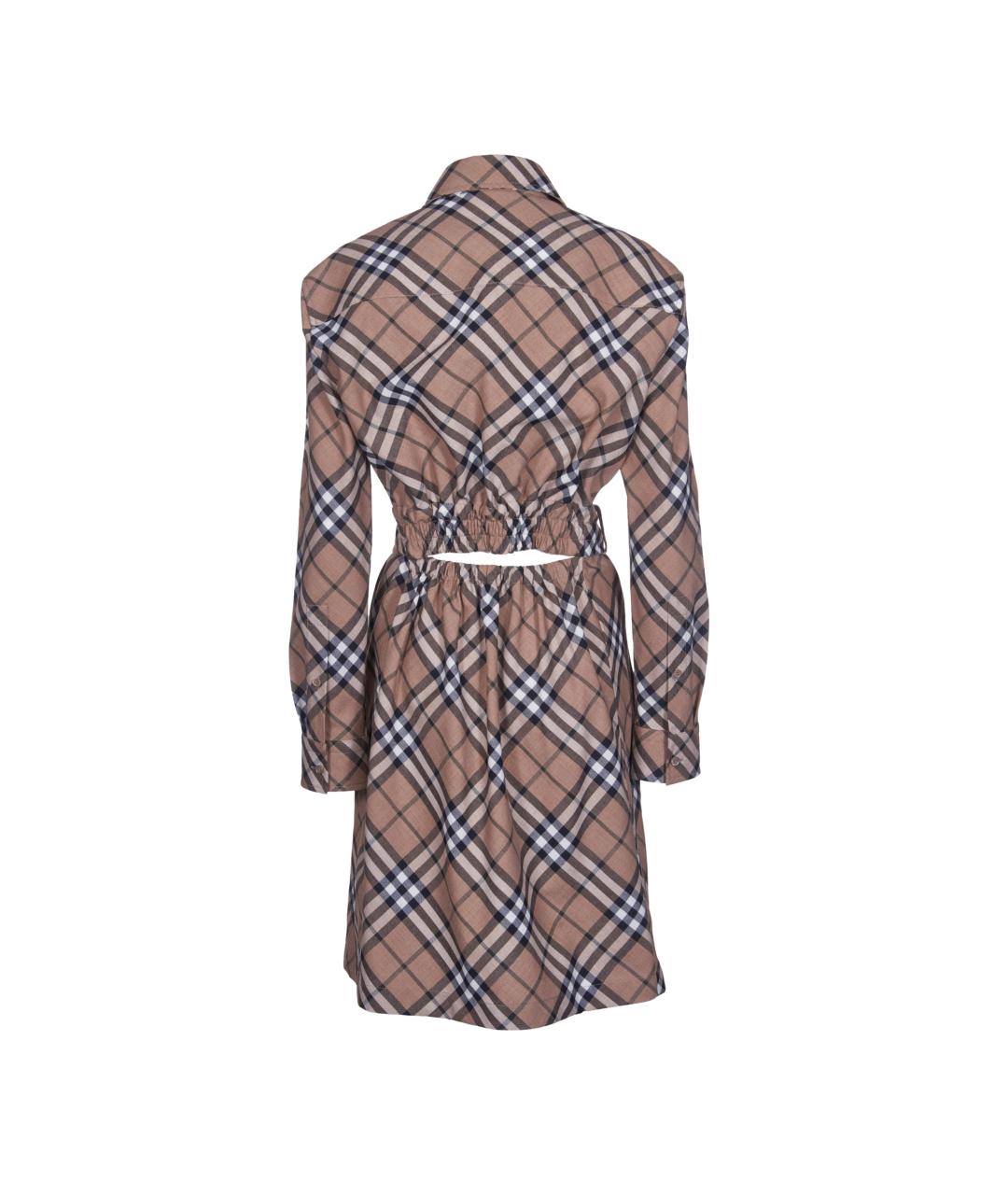 BURBERRY Бежевое полиэстеровое повседневное платье, фото 2