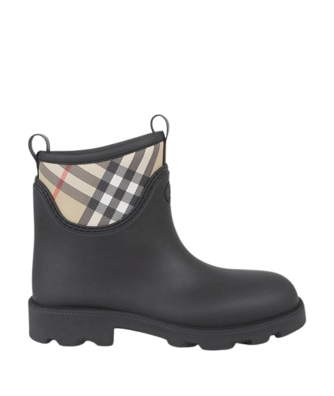 BURBERRY Черные синтетические высокие ботинки, фото 1