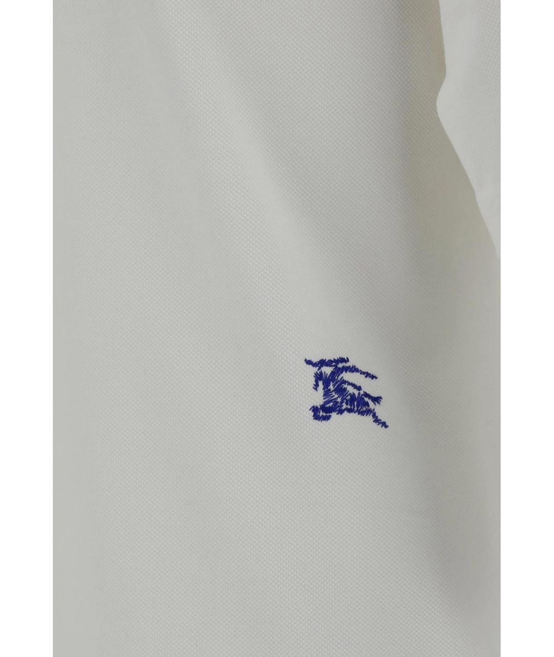 BURBERRY Белое хлопковое поло с коротким рукавом, фото 3