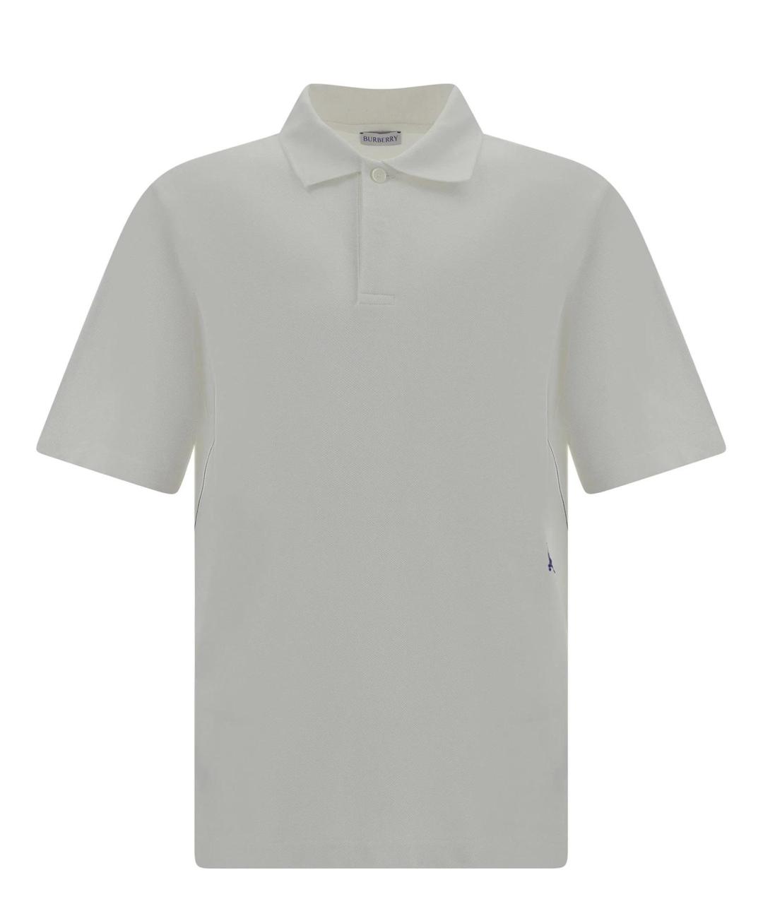 BURBERRY Белое хлопковое поло с коротким рукавом, фото 1