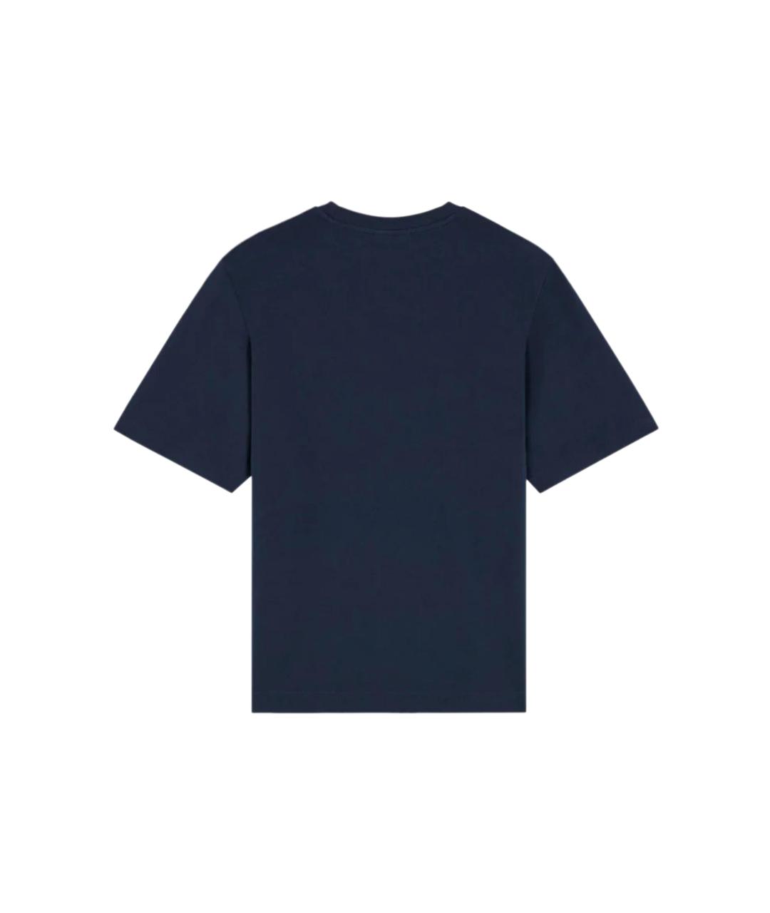 MAISON KITSUNE Темно-синяя хлопковая футболка, фото 2