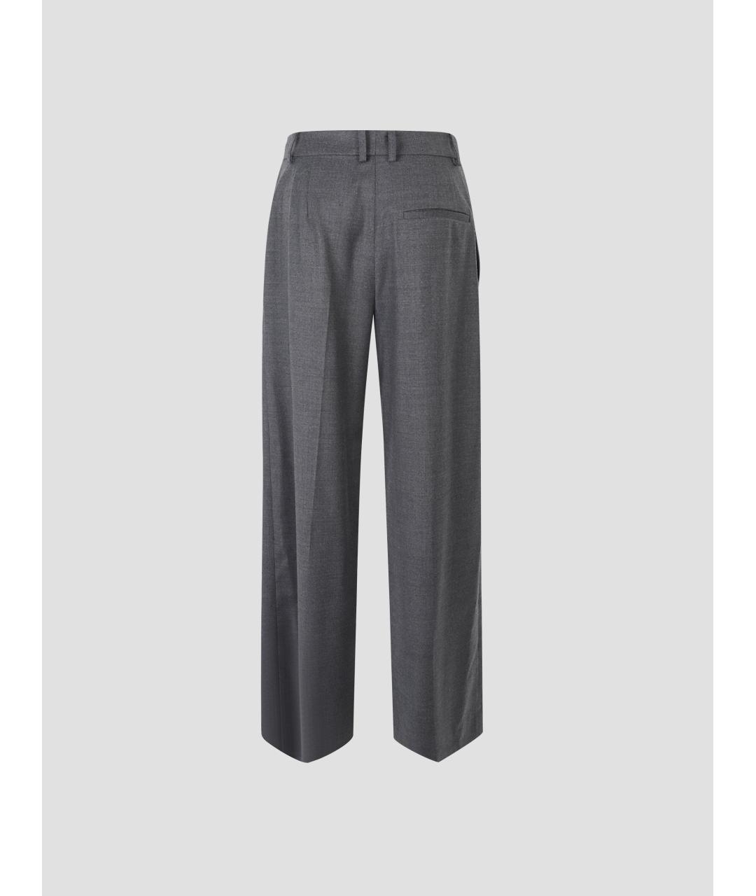 THE FRANKIE SHOP Серые шерстяные прямые брюки, фото 2