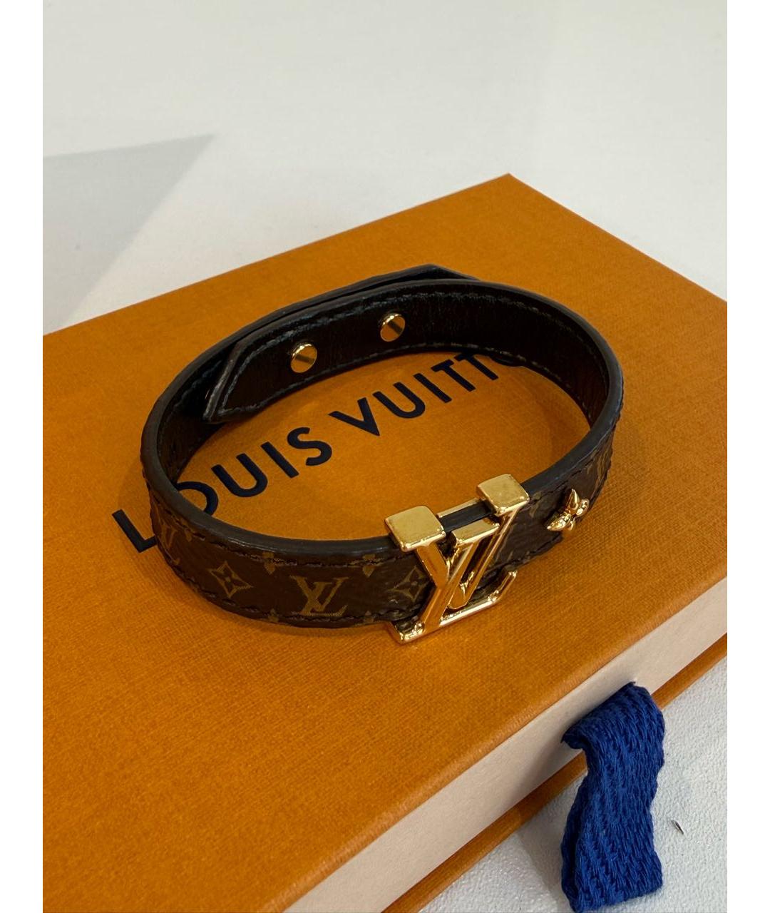 LOUIS VUITTON Коричневый кожаный браслет, фото 4