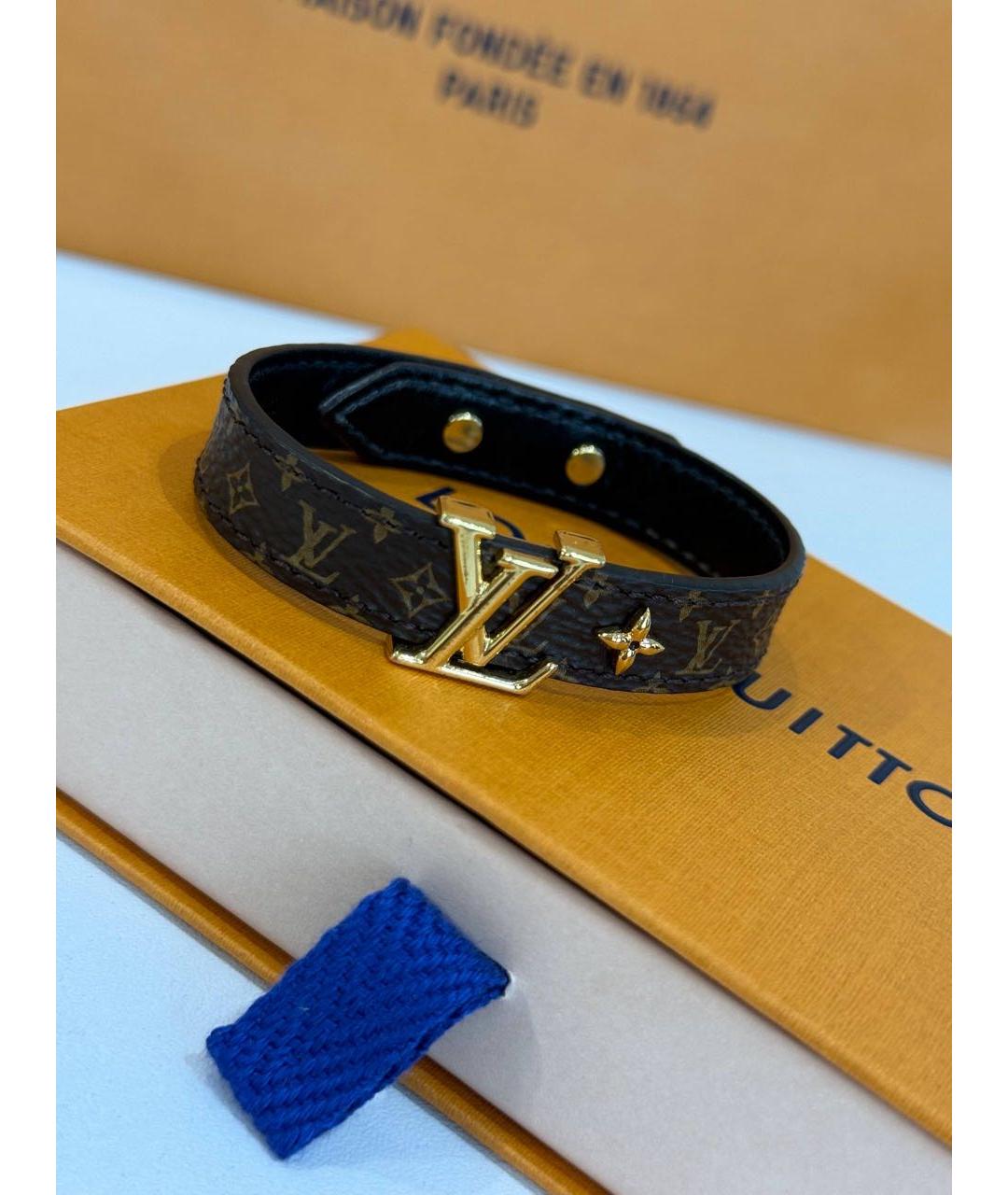 LOUIS VUITTON Коричневый кожаный браслет, фото 9