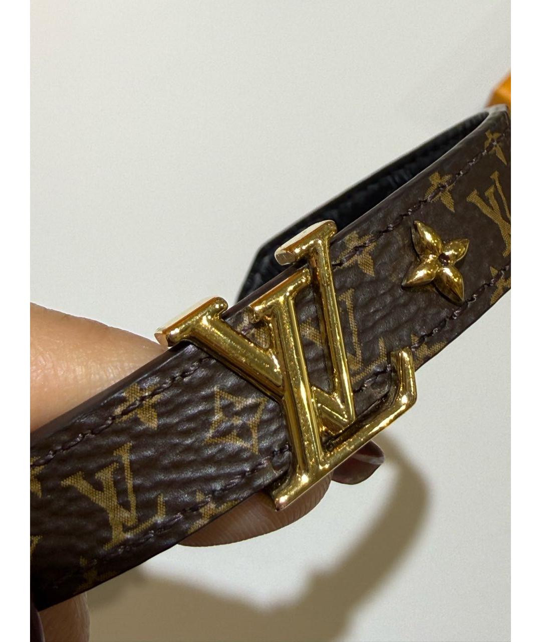 LOUIS VUITTON Коричневый кожаный браслет, фото 6