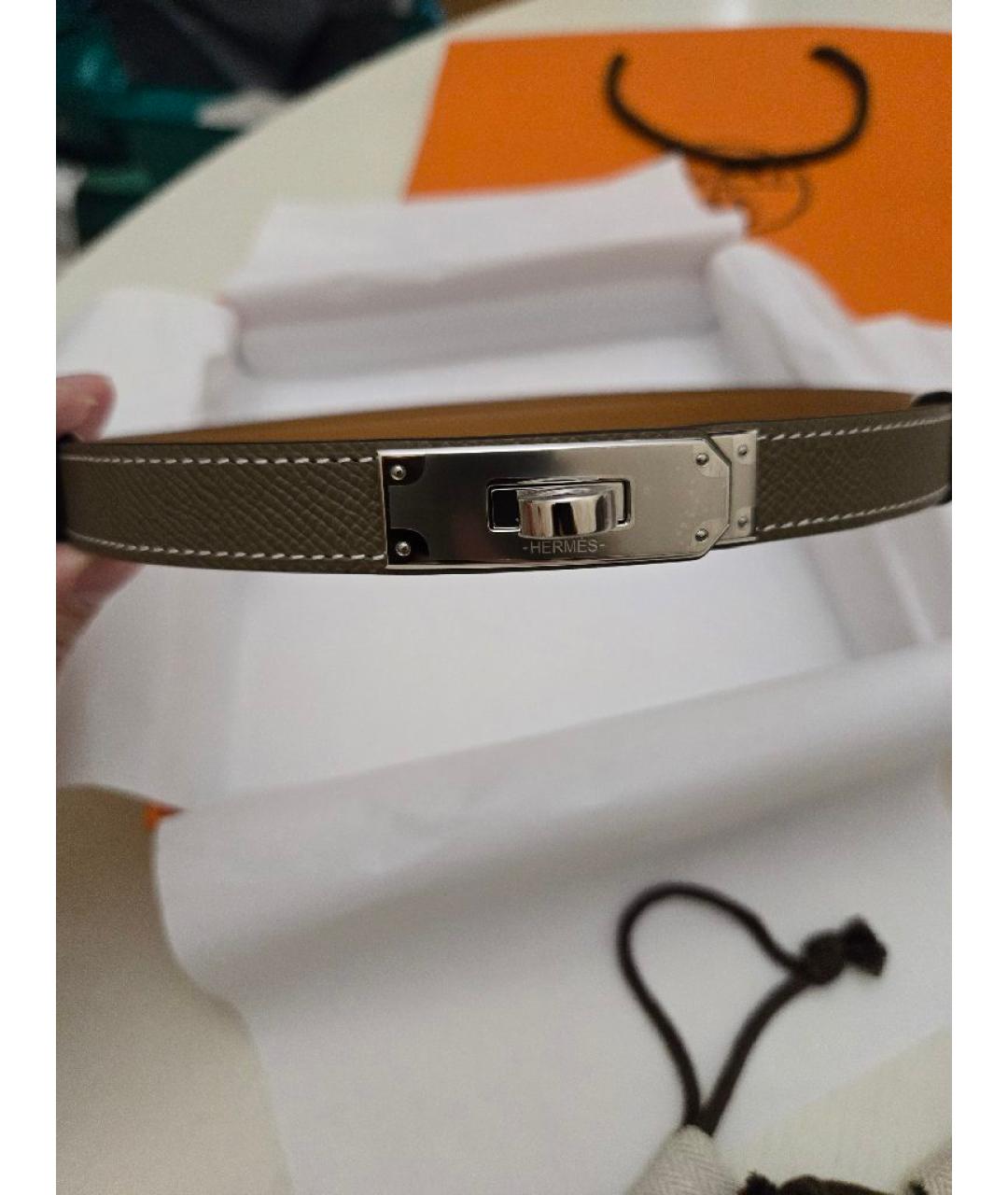 HERMES Антрацитовый кожаный ремень, фото 2