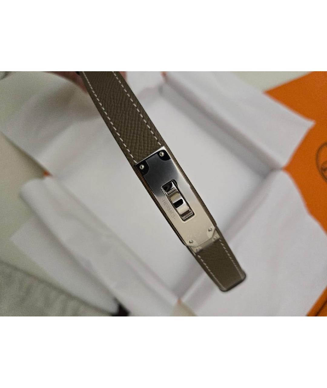 HERMES Антрацитовый кожаный ремень, фото 9