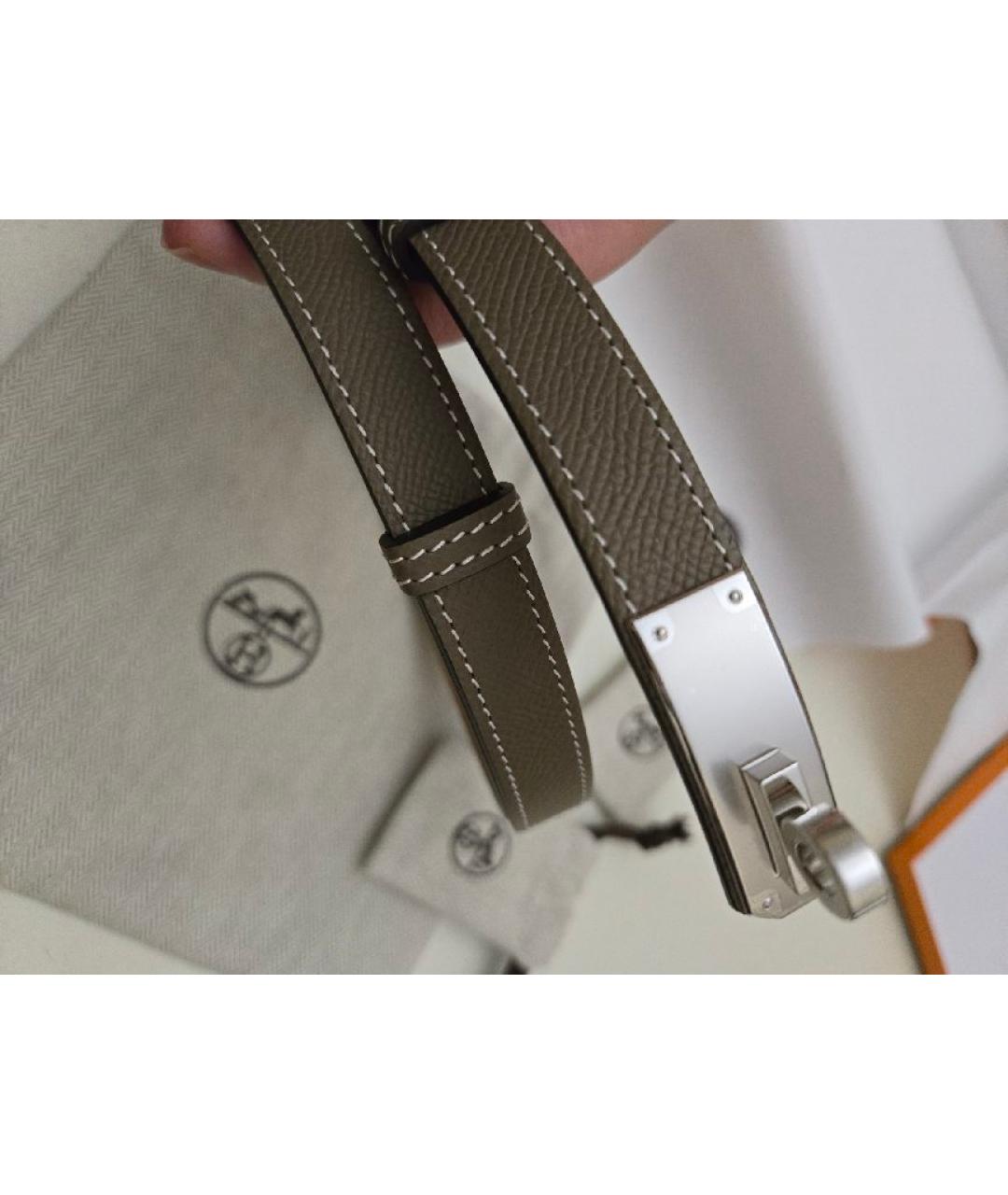 HERMES Антрацитовый кожаный ремень, фото 3