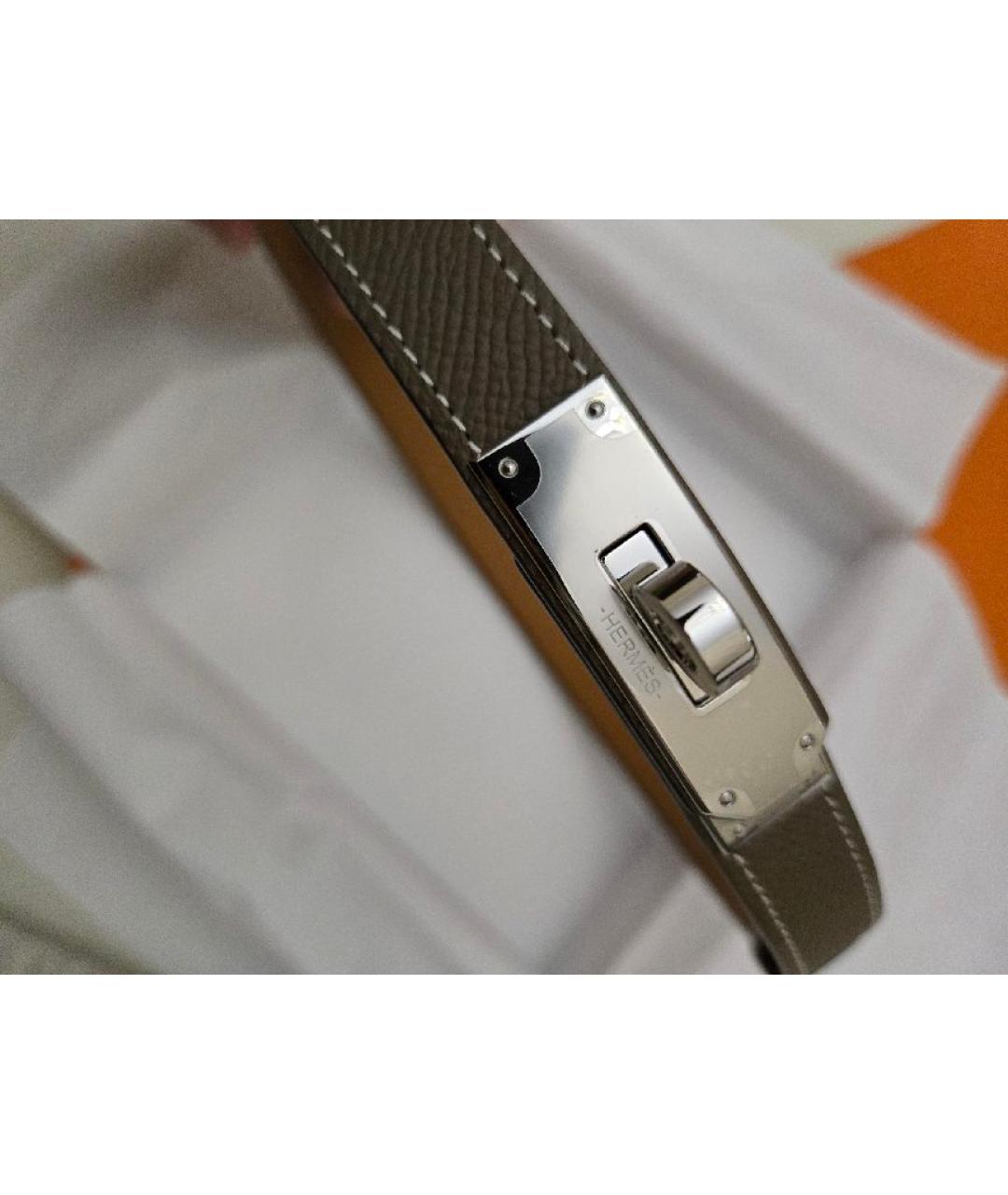 HERMES Антрацитовый кожаный ремень, фото 5