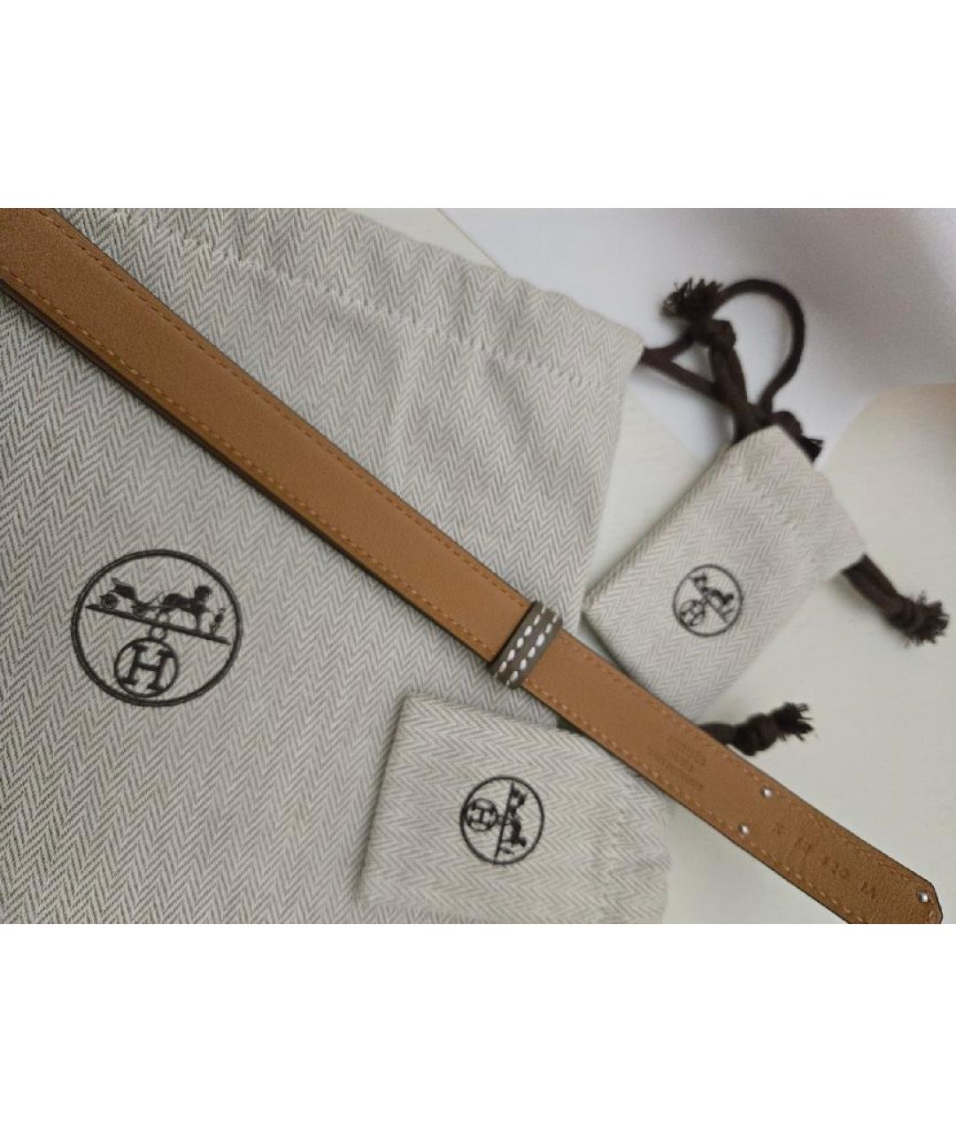 HERMES Антрацитовый кожаный ремень, фото 7