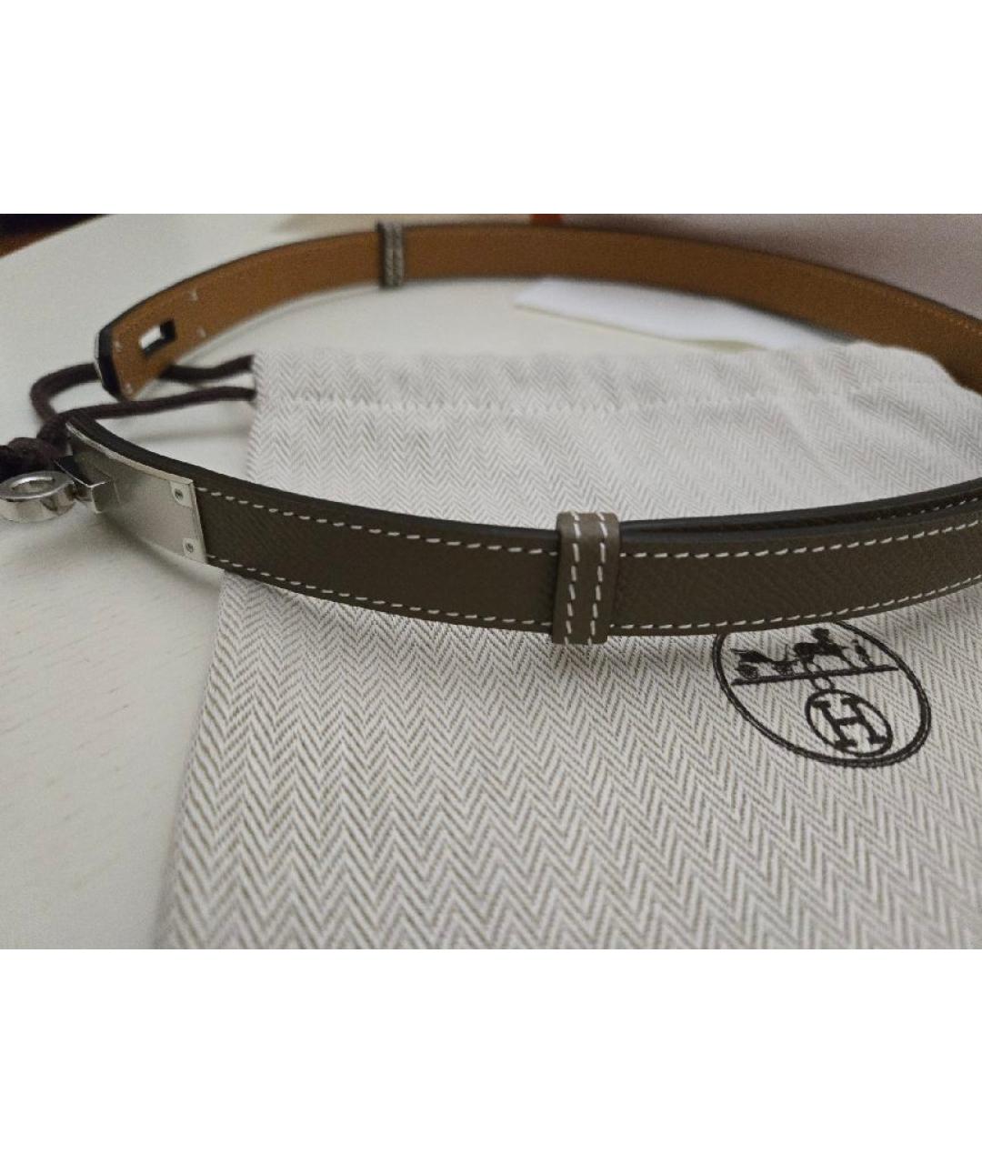 HERMES Антрацитовый кожаный ремень, фото 8