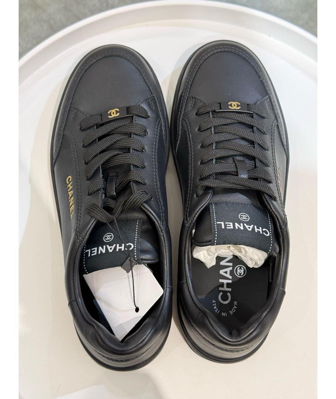 CHANEL Черные кожаные кеды, фото 2