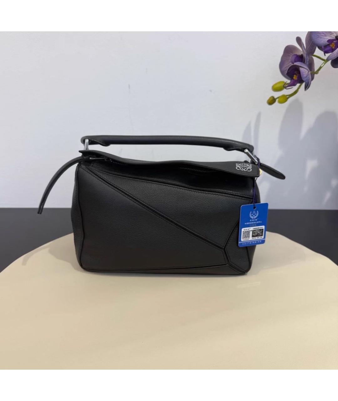 LOEWE Черная кожаная сумка с короткими ручками, фото 2