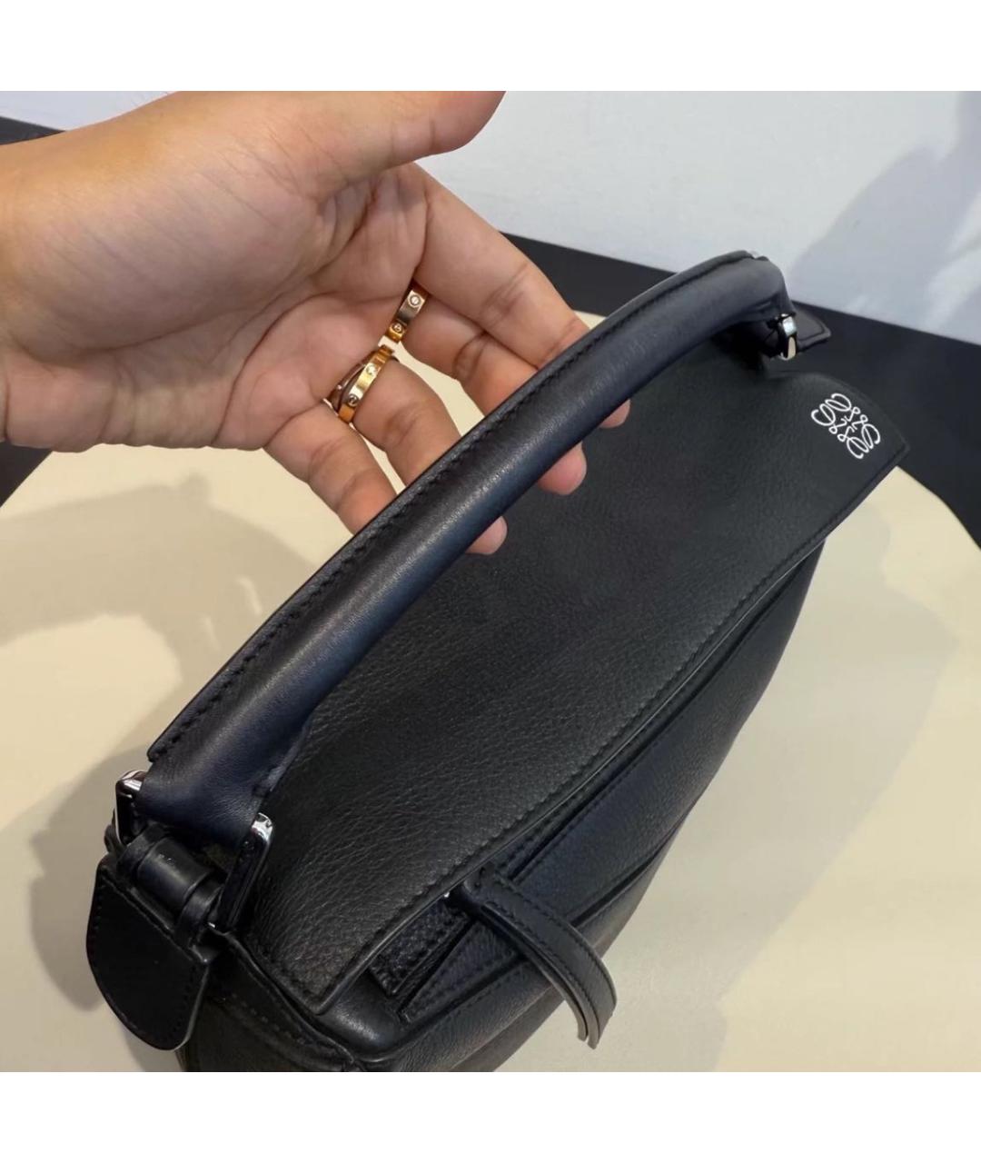 LOEWE Черная кожаная сумка с короткими ручками, фото 4
