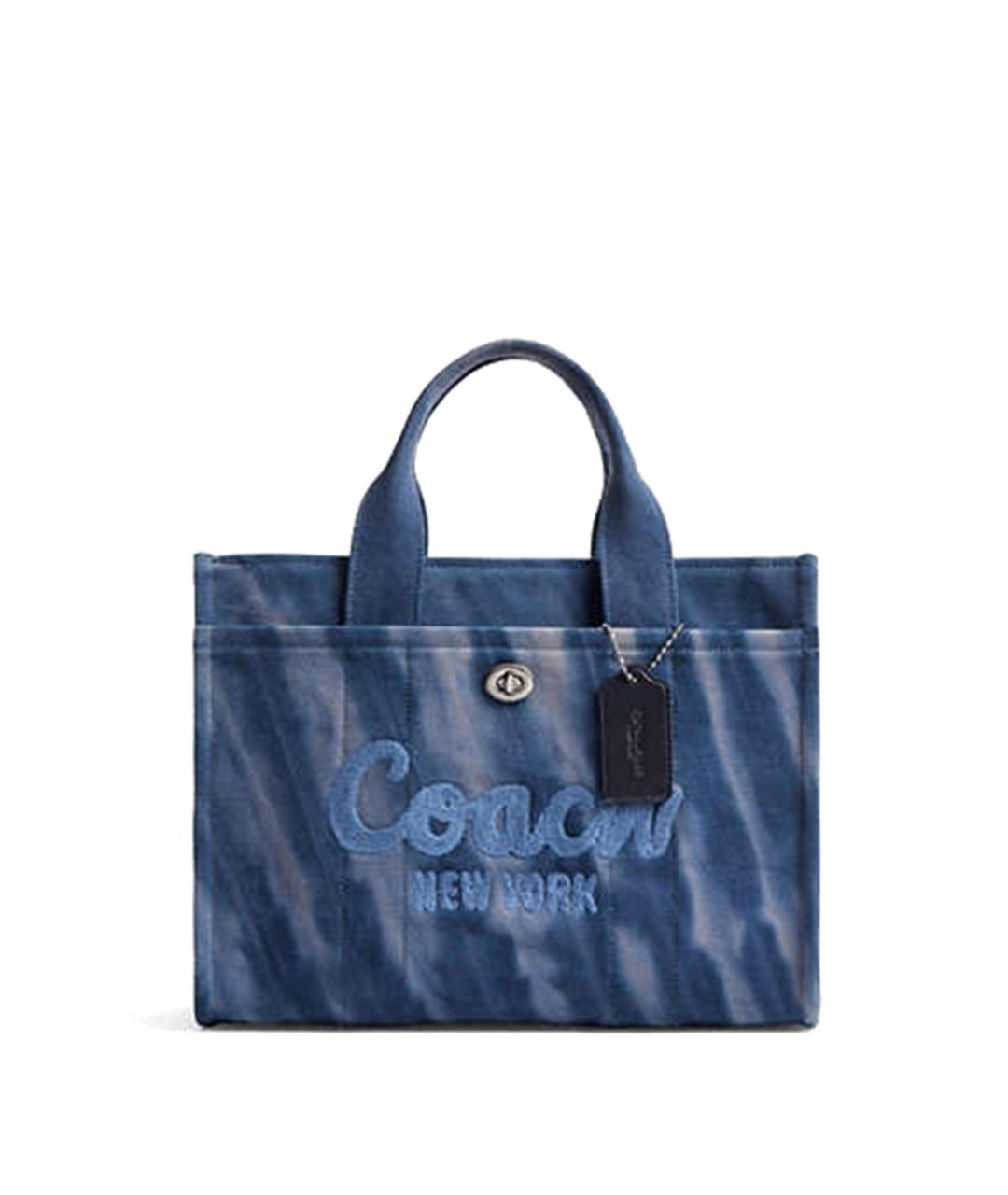 COACH Темно-синяя хлопковая сумка тоут, фото 1