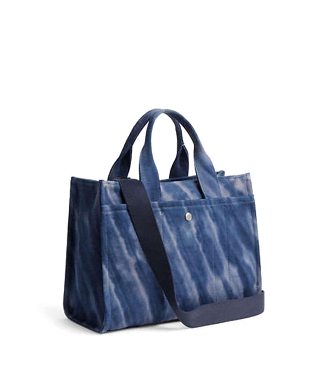 COACH Темно-синяя хлопковая сумка тоут, фото 2