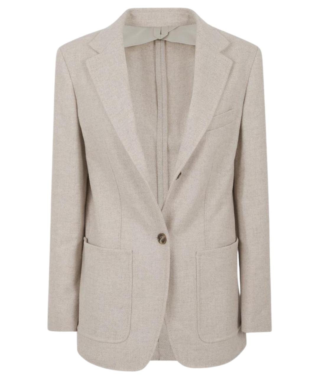 MAX MARA Бежевый шерстяной жакет/пиджак, фото 1