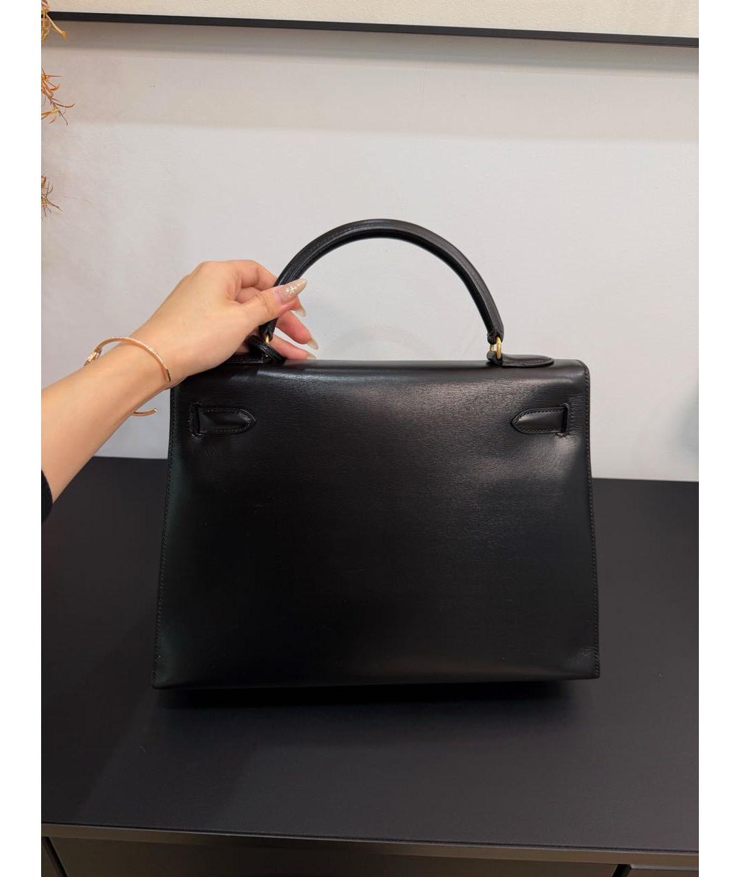 HERMES Черная кожаная сумка с короткими ручками, фото 3