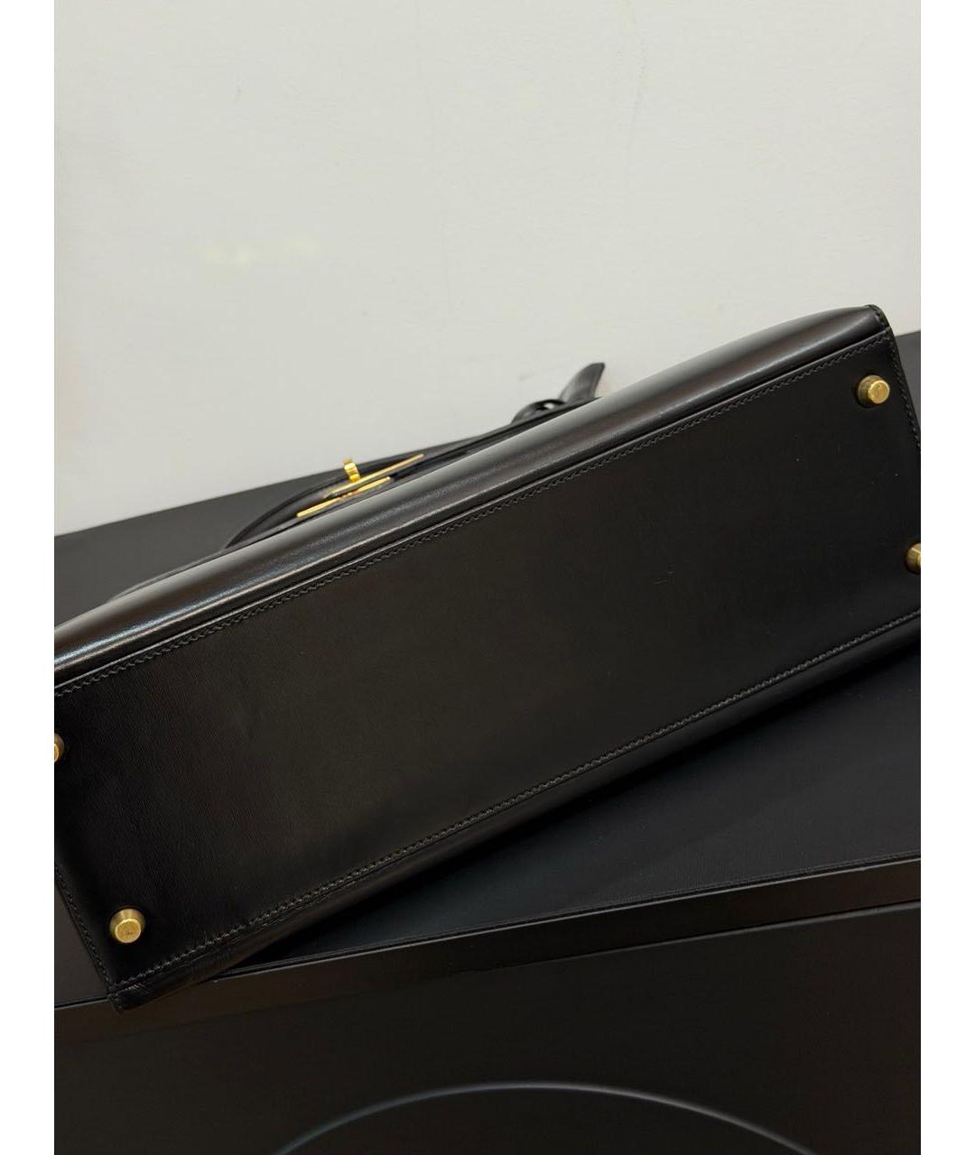 HERMES Черная кожаная сумка с короткими ручками, фото 7