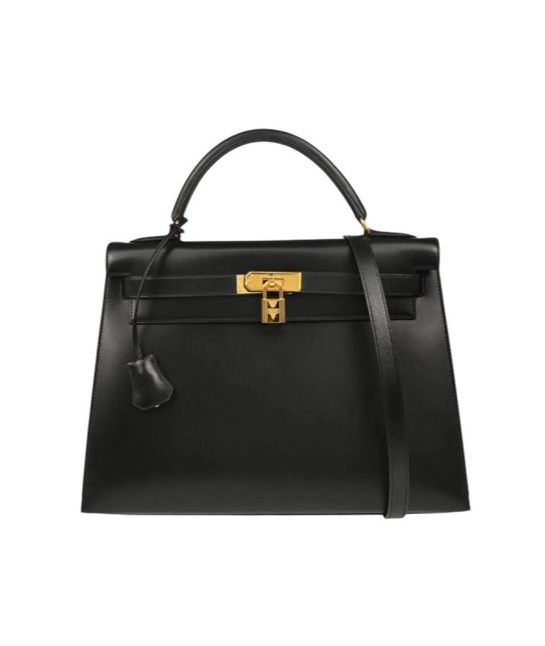 HERMES Черная кожаная сумка с короткими ручками, фото 9