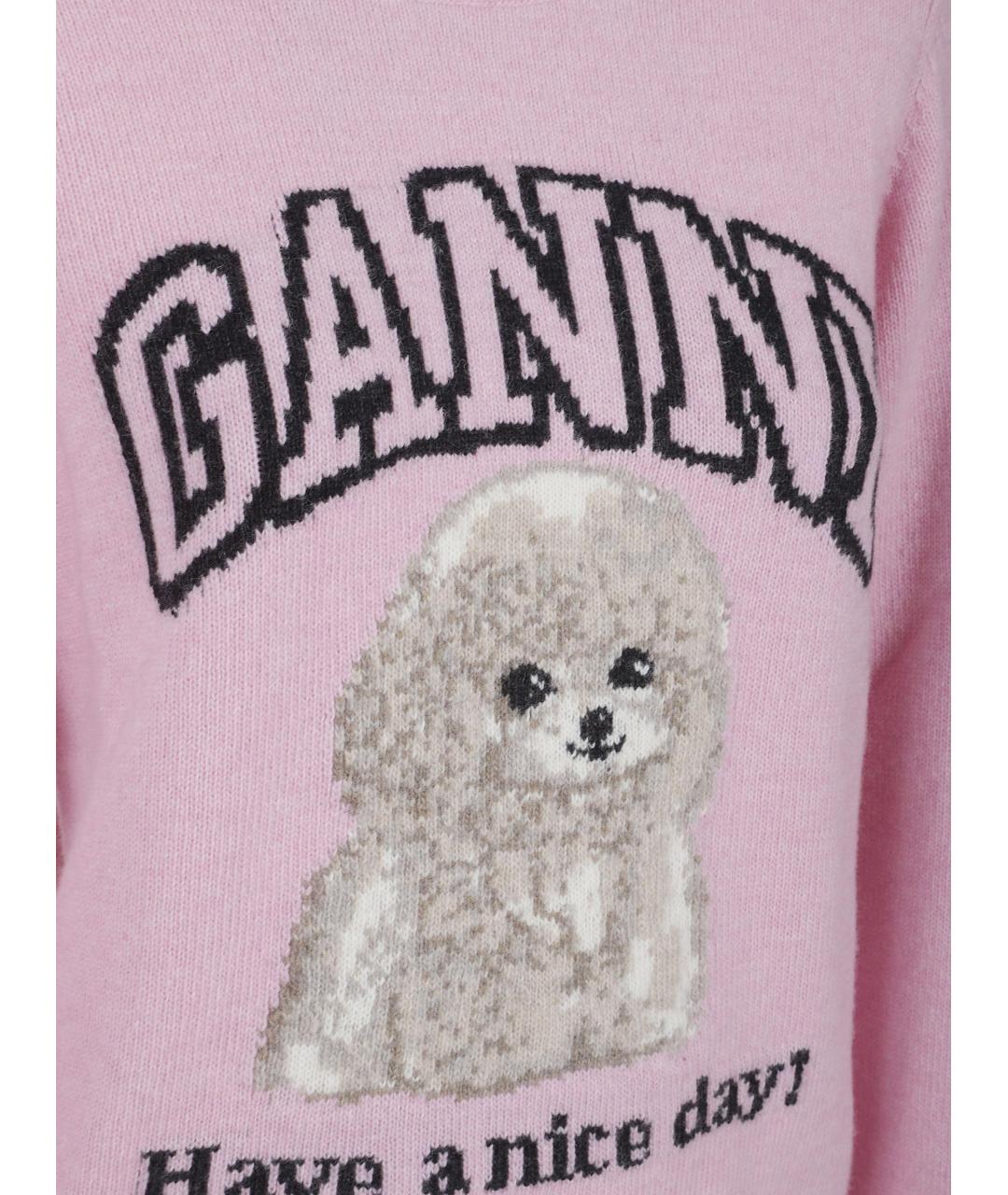 GANNI Розовый шерстяной джемпер / свитер, фото 3