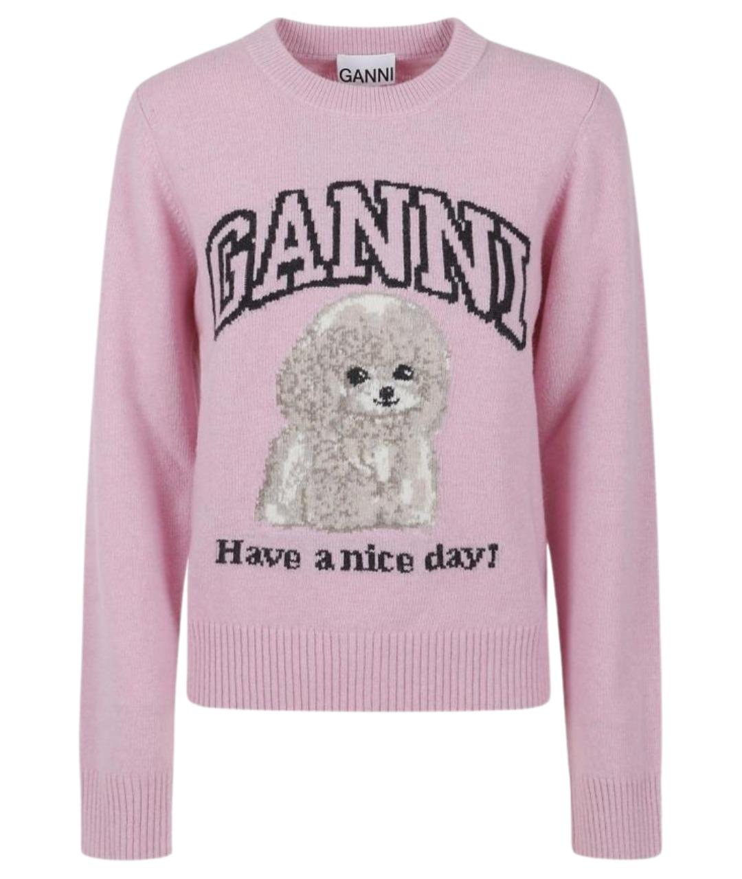 GANNI Розовый шерстяной джемпер / свитер, фото 1