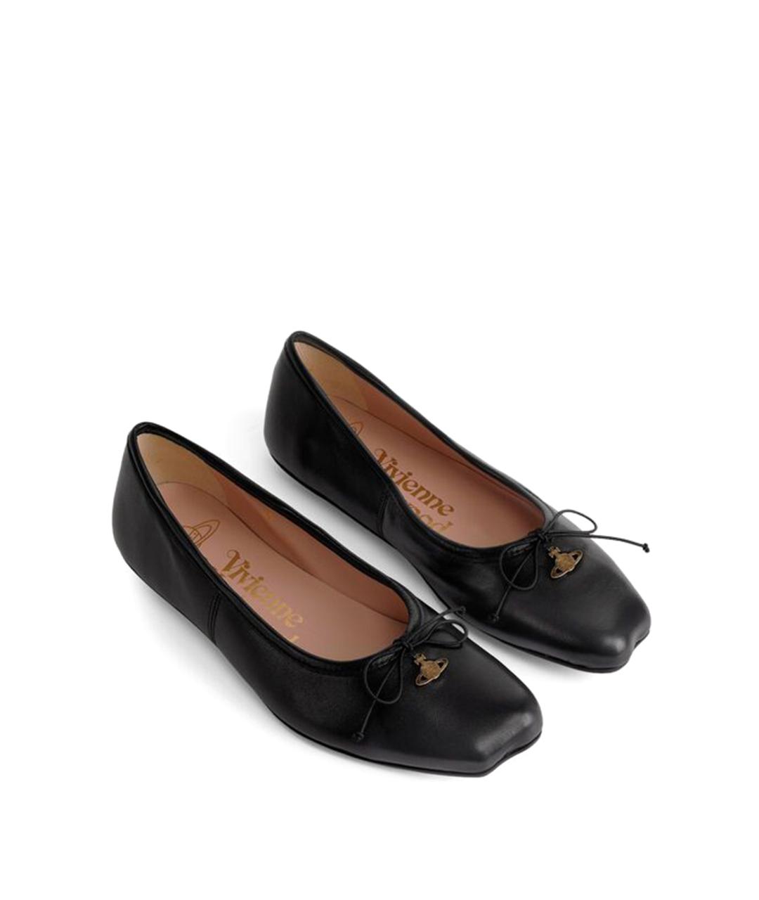 VIVIENNE WESTWOOD Черные кожаные балетки, фото 2