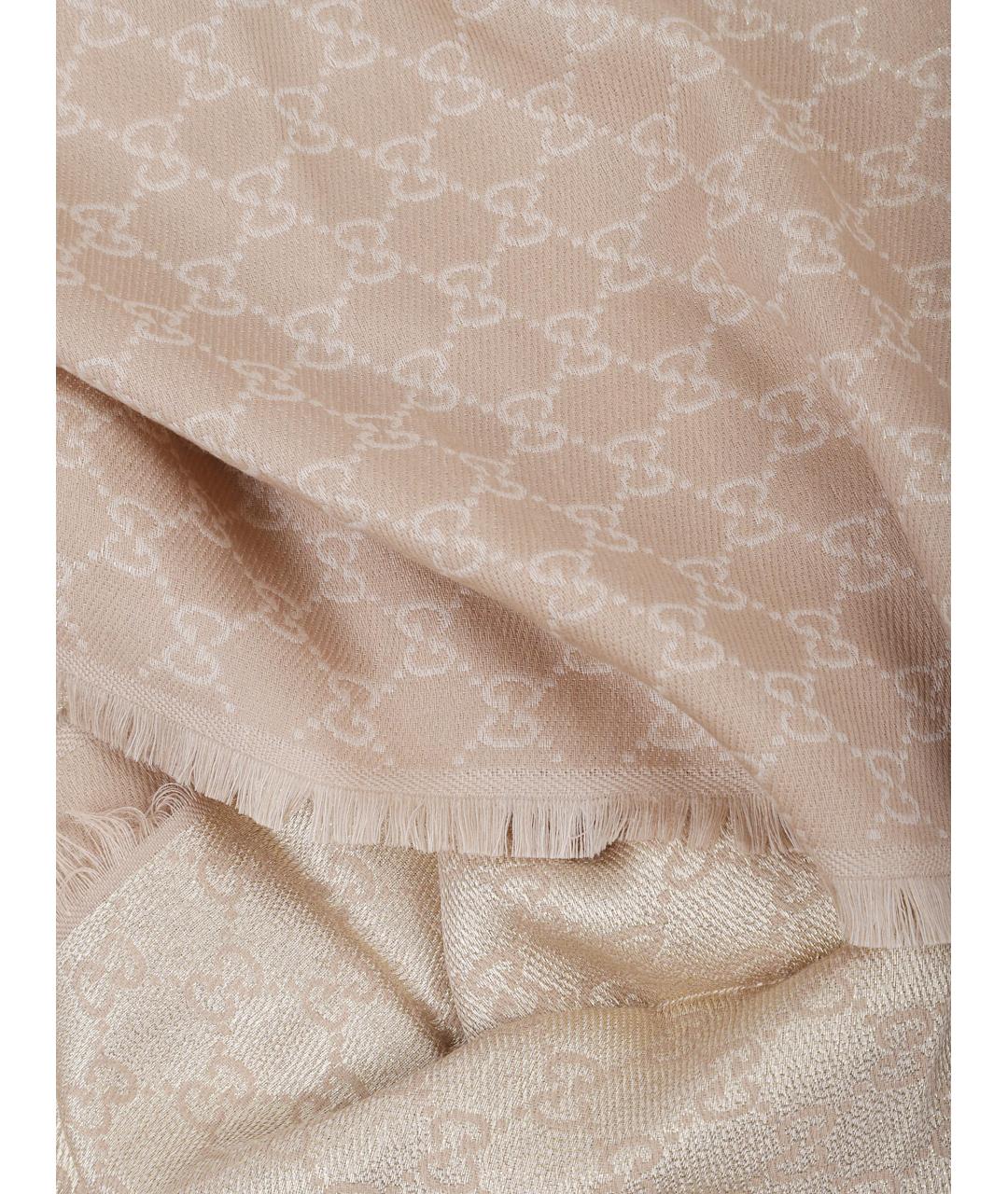 GUCCI Бежевый шерстяной шарф, фото 3