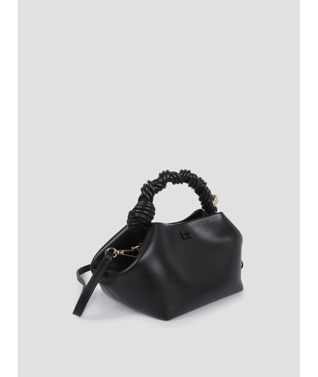 GANNI Черная кожаная сумка с короткими ручками, фото 2