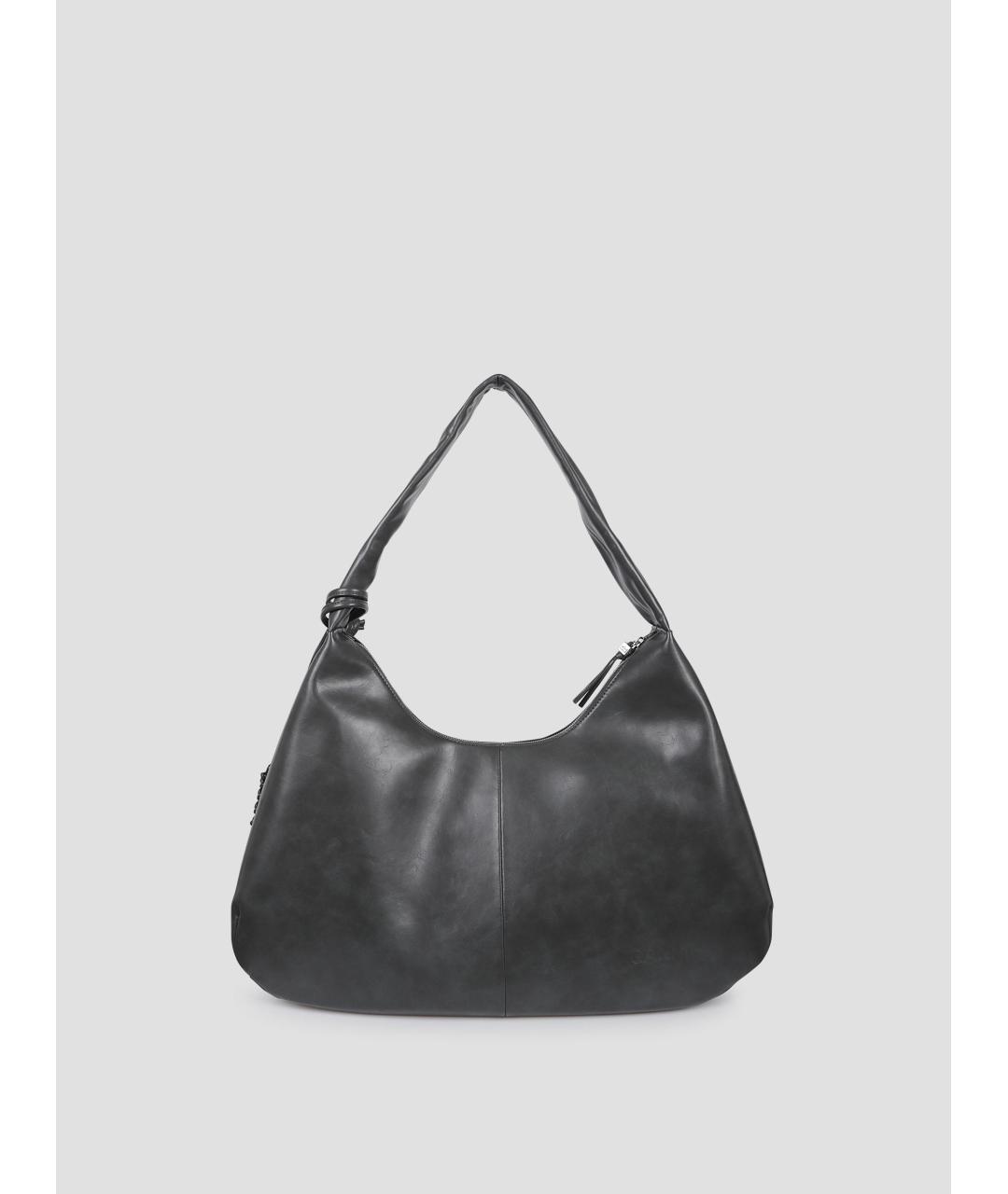 GANNI Серая кожаная сумка с короткими ручками, фото 3