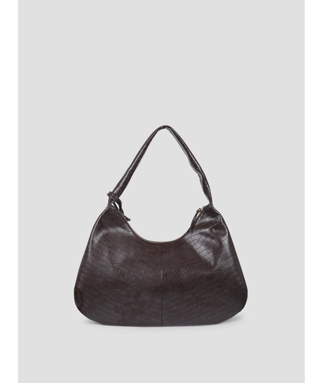 GANNI Коричневая сумка с короткими ручками, фото 3