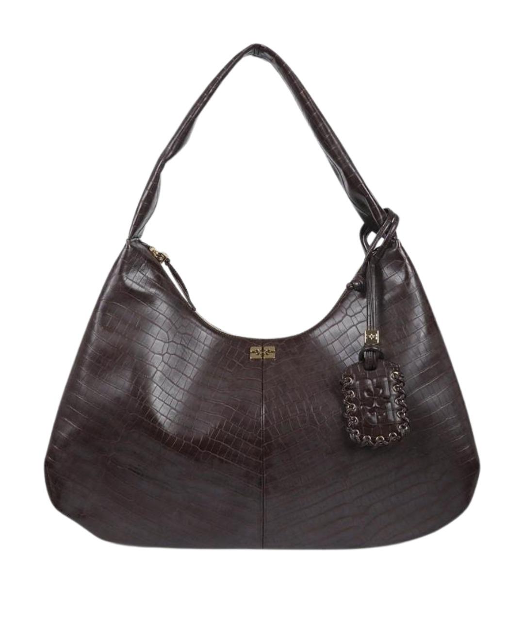 GANNI Коричневая сумка с короткими ручками, фото 1