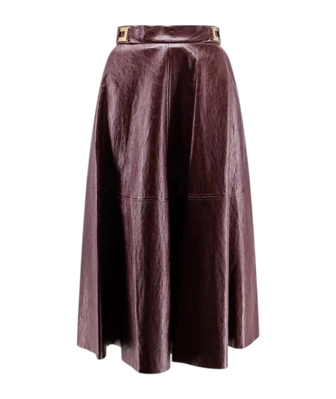 ELISABETTA FRANCHI Бордовая вискозная юбка миди, фото 1